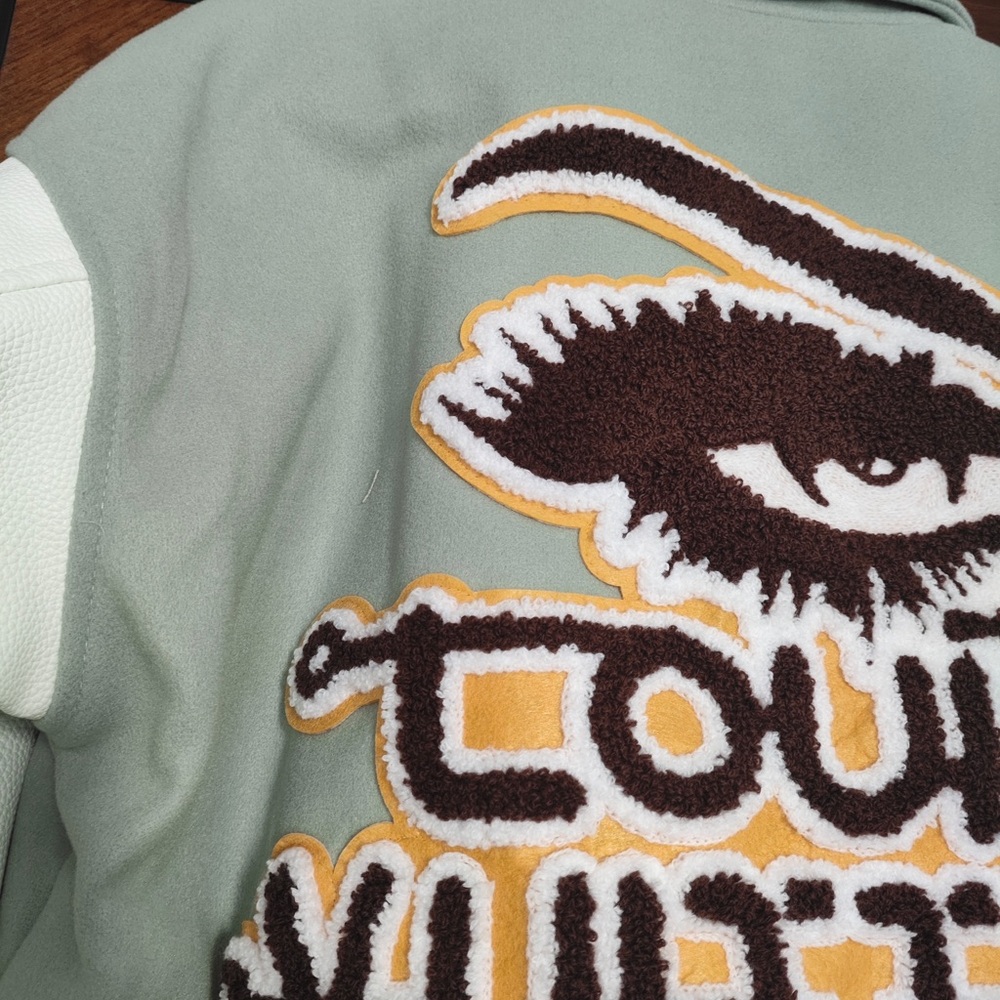 Louis Vuitton Sage Green & Cream Varsity Jacket with Patch Details - Picture 6 of 9